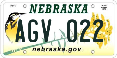 NE license plate AGV022