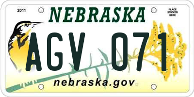 NE license plate AGV071