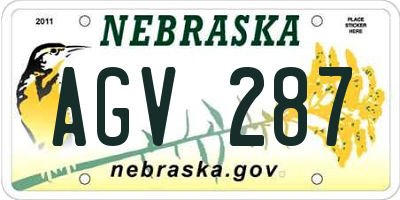 NE license plate AGV287
