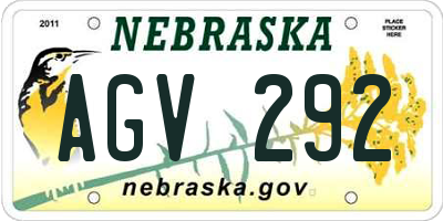 NE license plate AGV292