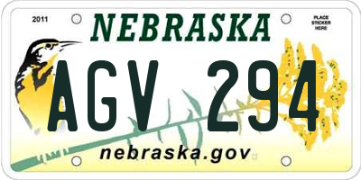 NE license plate AGV294