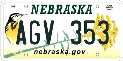 NE license plate AGV353