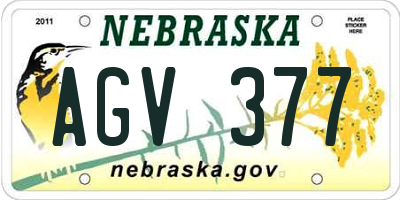 NE license plate AGV377