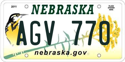 NE license plate AGV770