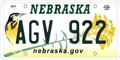 NE license plate AGV922