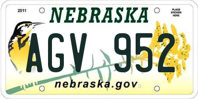 NE license plate AGV952