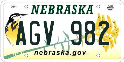 NE license plate AGV982