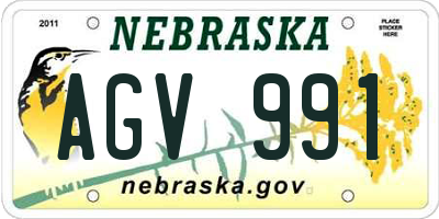 NE license plate AGV991