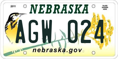 NE license plate AGW024