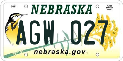 NE license plate AGW027
