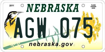 NE license plate AGW075