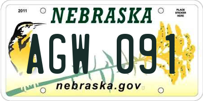 NE license plate AGW091