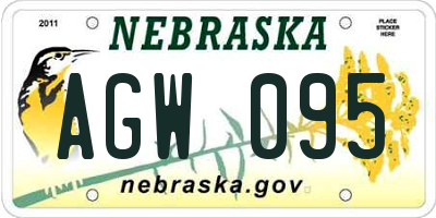 NE license plate AGW095