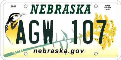 NE license plate AGW107