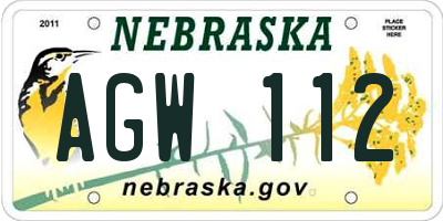NE license plate AGW112