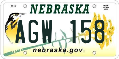 NE license plate AGW158