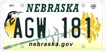 NE license plate AGW181