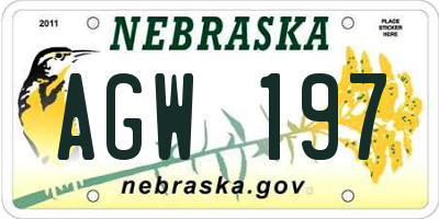 NE license plate AGW197