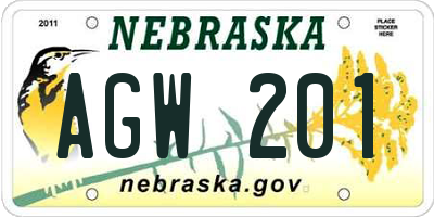 NE license plate AGW201