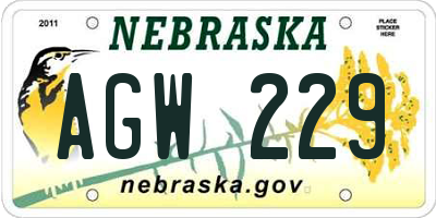 NE license plate AGW229