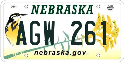 NE license plate AGW261