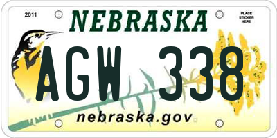 NE license plate AGW338