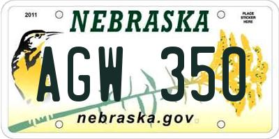 NE license plate AGW350
