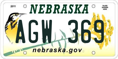 NE license plate AGW369