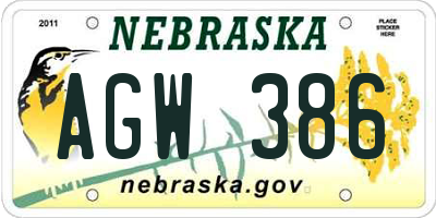 NE license plate AGW386