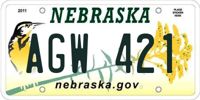 NE license plate AGW421