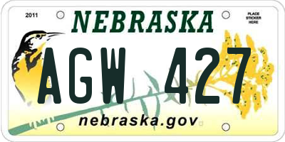 NE license plate AGW427