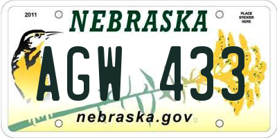 NE license plate AGW433