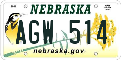 NE license plate AGW514