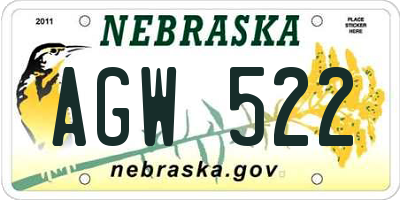 NE license plate AGW522