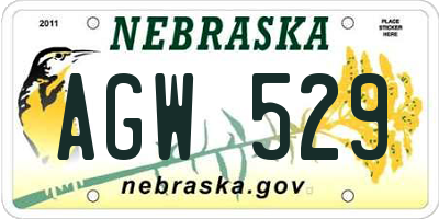 NE license plate AGW529