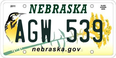 NE license plate AGW539