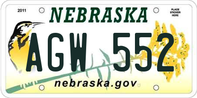 NE license plate AGW552