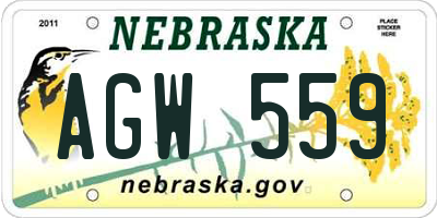 NE license plate AGW559