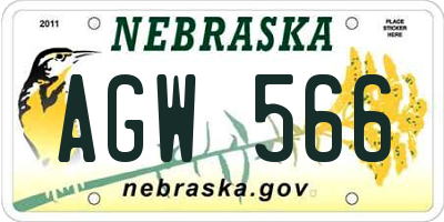NE license plate AGW566