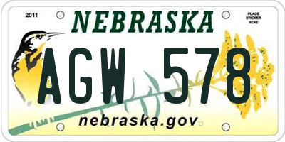 NE license plate AGW578