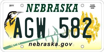 NE license plate AGW582