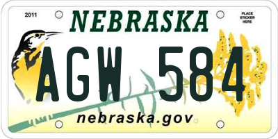 NE license plate AGW584