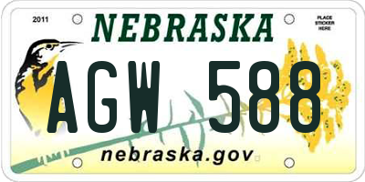 NE license plate AGW588