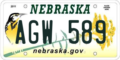 NE license plate AGW589