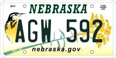 NE license plate AGW592