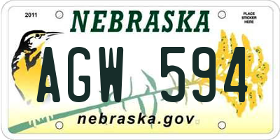 NE license plate AGW594