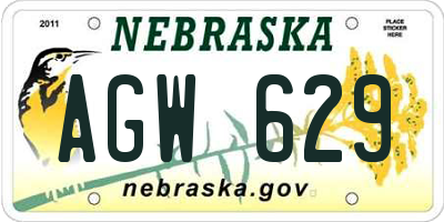 NE license plate AGW629