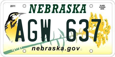 NE license plate AGW637