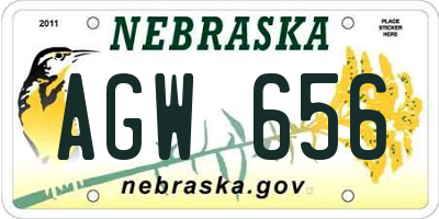 NE license plate AGW656