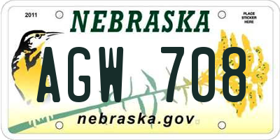 NE license plate AGW708